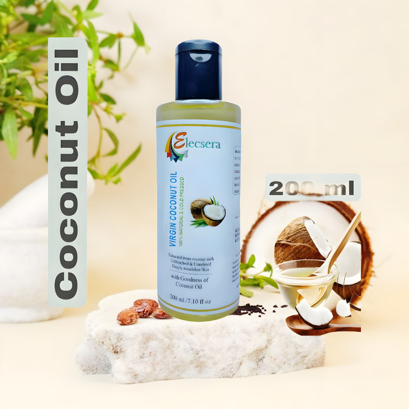 Elecsera Virgin Coconut Oil - Cold Pressed Oil for Baby Massage, Skin & Hair Care Hair Oil(200 ml)