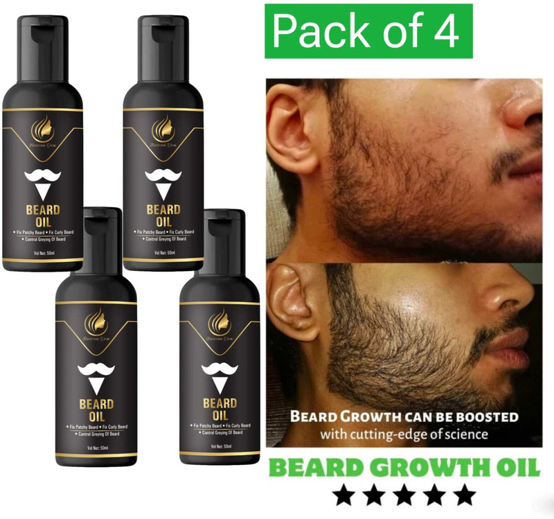 Lustrous Glow Lightweight Beard Oil | No Sticky Residue | Great for Daily Use (Pack Of 4) Hair Oil(200 ml)