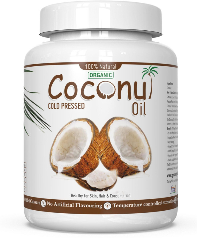 Gmore Organic Virgin Cold Pressed Coconut Oil | Raw & Unrefined for Hair, Skin & Baby Hair Oil(500 ml)