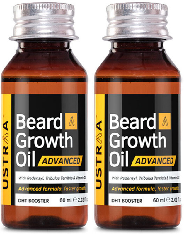 USTRAA Beard Growth Oil Advanced - 60 ml x 2 | No Sulphates & No Parabens Hair Oil(120 ml)