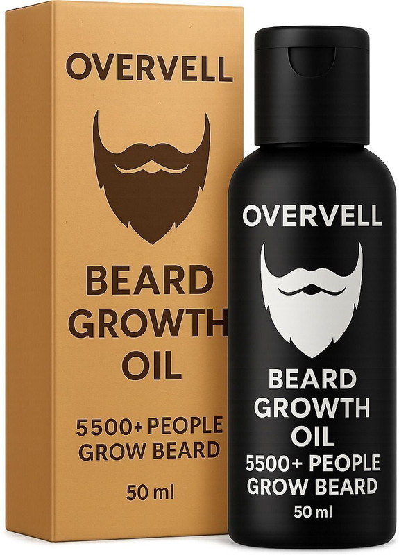 overvell Beard Growth Oil for Men-Fast Beard Growth | Patchy Beard Solution-100% Natural Hair Oil(50 ml)