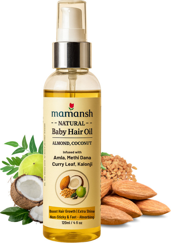 MAMANSH Baby Hair Oil With Coconut, Almond, Methi and Curry Leaf Hair Oil(120 ml)