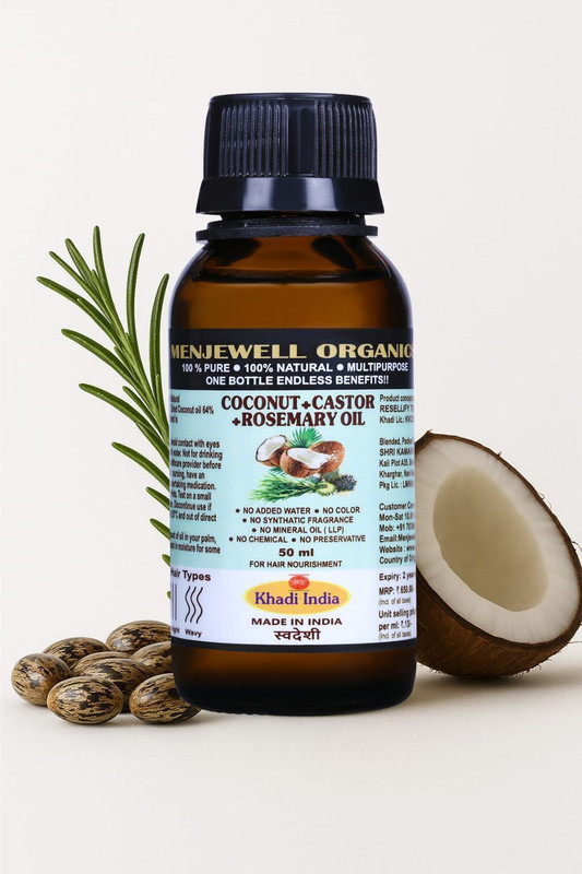 Menjewell ORGANICS 100% Natural Rosemary oil with Coconut Castor Oil For Hair Growth Hair Oil(50 ml)