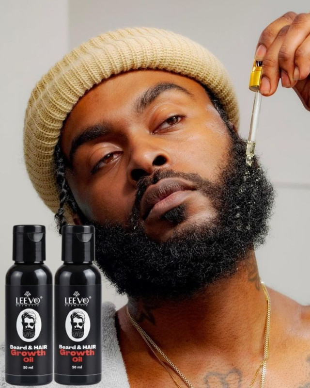 LEEVO Organic Beard growth oil pack 2 50 ml Hair Oil(100 ml)