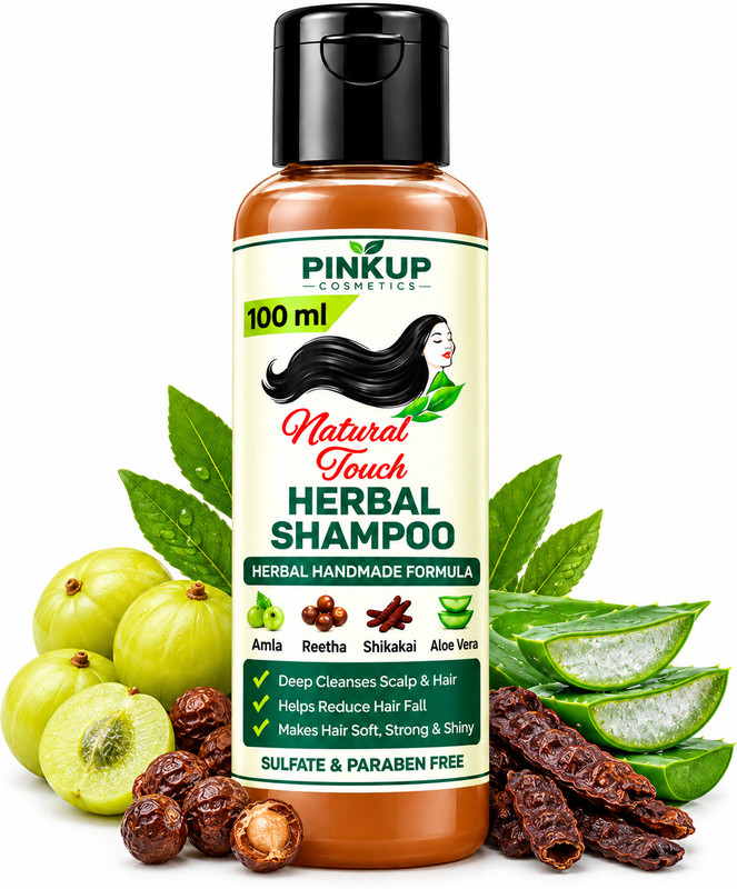 pinkup Natural Touch Herbal Hair Care , Herbal Shampoo 100ml + Hair Booster Oil(100 ml)
