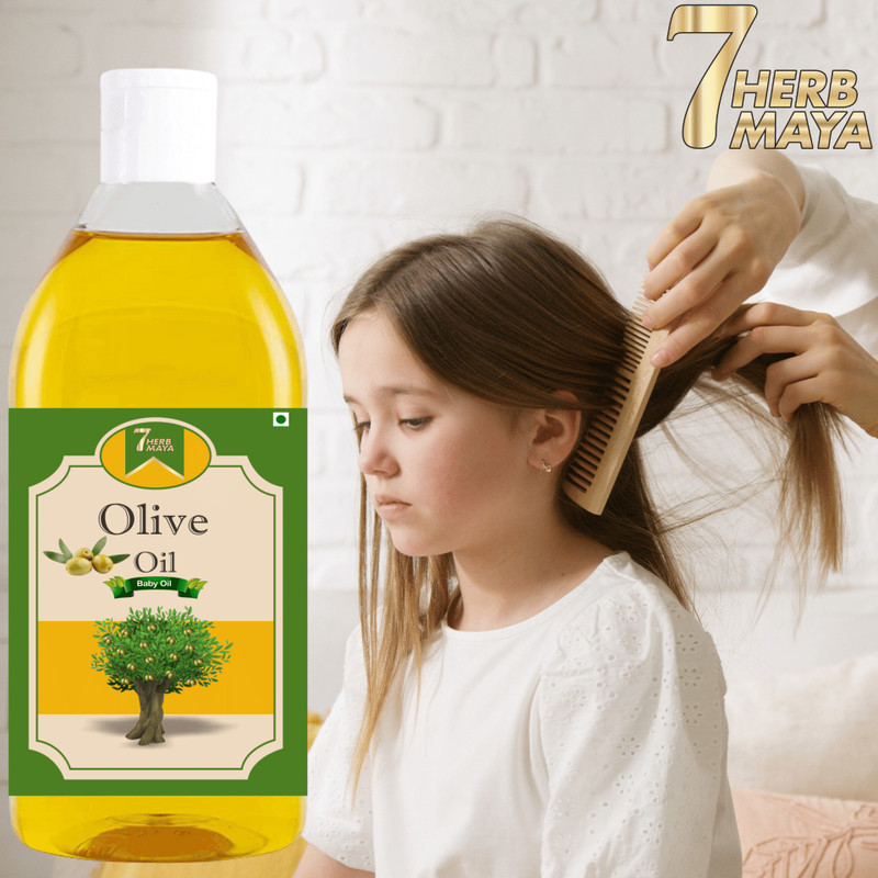 7Herbmaya Natural Baby Massage Oil Cold Pressed Olive Oil- Promote Strong Kids Hair Growth Hair Oil(50 ml)