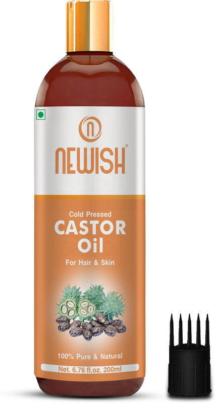 NEWISH Naturals Cold-Pressed 100% Pure Castor Oil Eyebrows,Hair Skin Oil (200 ml) Hair Oil(200 ml)