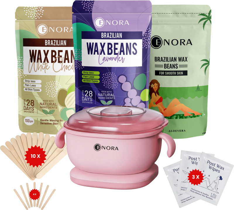 Enora Premium Waxing Kit for Women With Wax Heater + 3-Pack Hard Wax Beads+Accessories Wax(300 g)