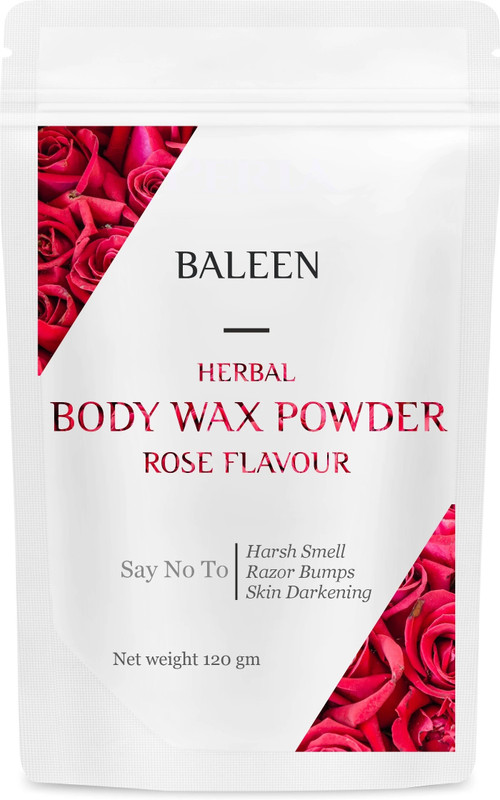 BALEEN Herbal Rose Flavour Body Wax Powder for Men & Women | Painless Hair Removal Wax Powder(120 g)