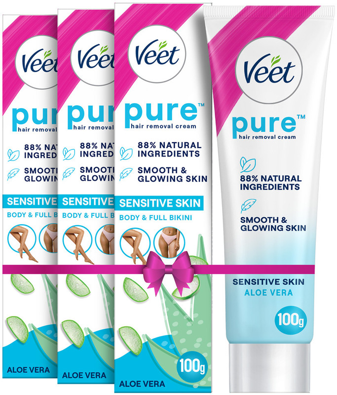 Veet Pure Hair Removal - Sensitive Skin Cream 100g,Set Of 3 Cream(300 g, Set of 3)