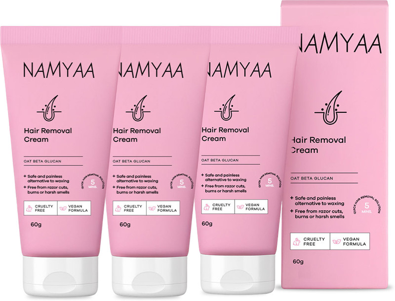 Namyaa Hair Removing Cream for Intimate Skin with After Wax Soothing Serum with Vitamin C-Pack of 3 Cream(180 g, Set of 3)