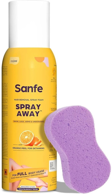 Sanfe Painless & Detan Hair Removal Cream For Chest, Legs, Arms & Underarm Spray(112 ml)