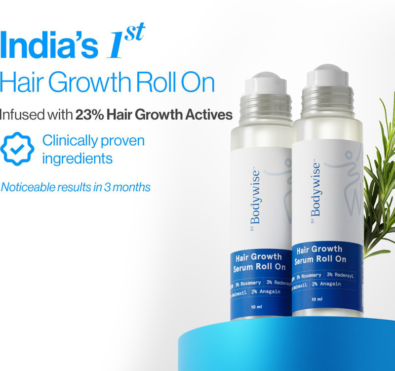 Be Bodywise 3% Redensyl & Rosemary Hair Growth Serum Roll On | Prevent Hair Fall (Pack of 2)(20 ml)
