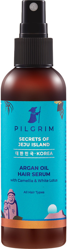 Pilgrim Argan Oil Hair Serum | with White Lotus & Camellia | Korean K-Beauty | For Gloss & Shine, Fights Frizz & Dryness | Gloss Repair Dry-Damaged Hair | Paraben & Mineral Oil Free(100 ml)