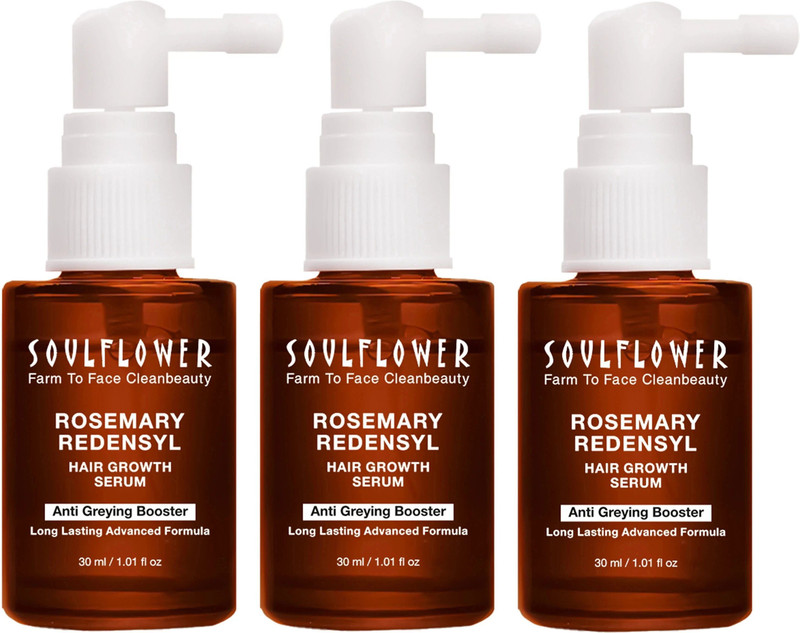 Soulflower Rosemary Hair Growth Serum Concentrate 3% Redensyl, 4% Anagain, 1% Melanogray(90 ml)