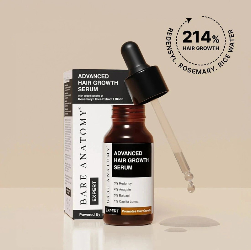 BARE ANATOMY Advanced Hair Growth Serum - Redensyl, Rosemary, Anagain, Biotin | Women & Men(20 ml)