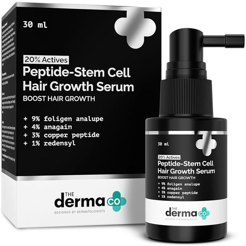 The Derma Co 20% Actives Peptide-Stem Cell Hair Growth Serum with Foligen Analupe & Anagain(30 ml)