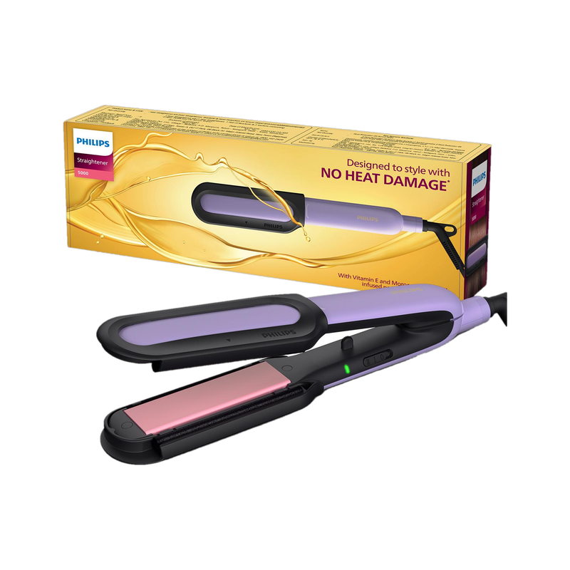 PHILIPS NourishCare No heat damage with Vitamin E & Morrocan Argan Oil Serum Strips BHS503/40 Hair Straightener(Purple)