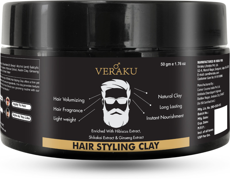 veraku Hair Styling Clay | Long Lasting Strong Hold | Hair Volume & Natural Finish Hair Clay(50 g)