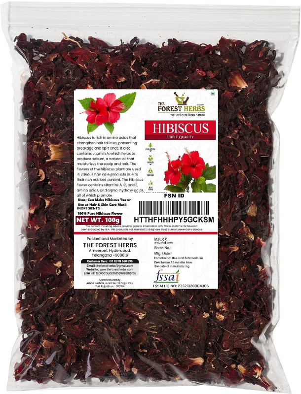 The Forest Herbs Natural Care From Nature Raw Hibiscus - 100g | 100% Pure & Natural Dry Hibiscus Flower For Hair Care(100 g)