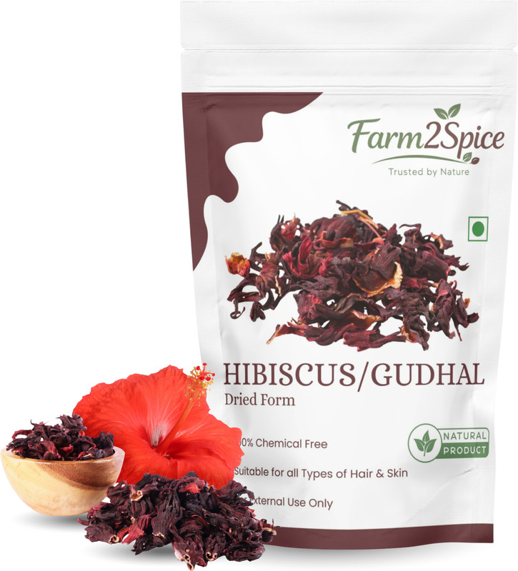 Farm2Spice Raw Dried Hibiscus Flower (Gudhal Ka Phool) for Hair Growth, Hair Fall Control(50 g)