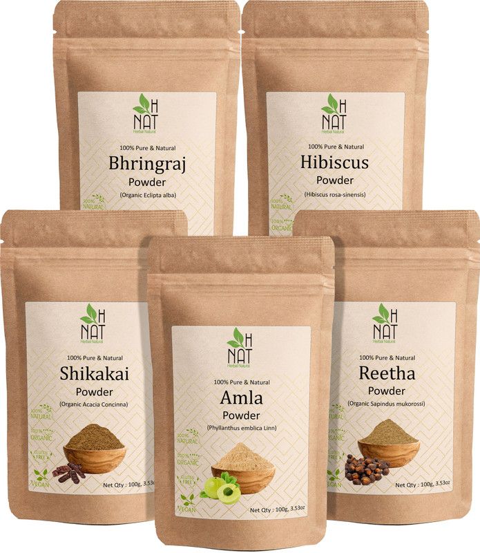 Vedicherbs Amla, Reetha, Shikakai, Bhringraj & Hibiscus Powder - Hair Pack Combo Pack(400 g)