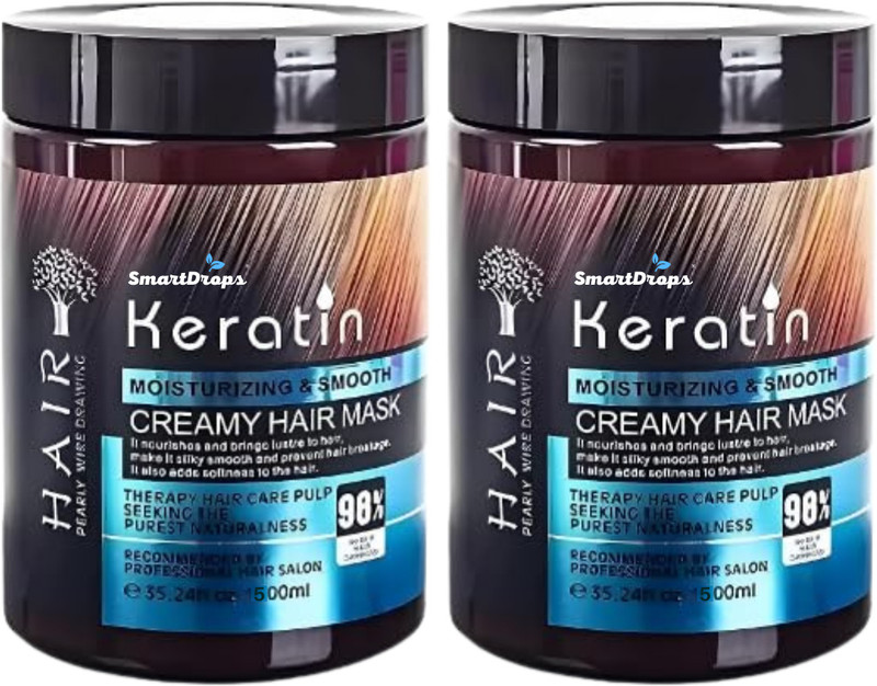 smartdrops Keratin Hair Mask for Moisturizing & Smooth Hair, (Pack of 2)(1000 g)