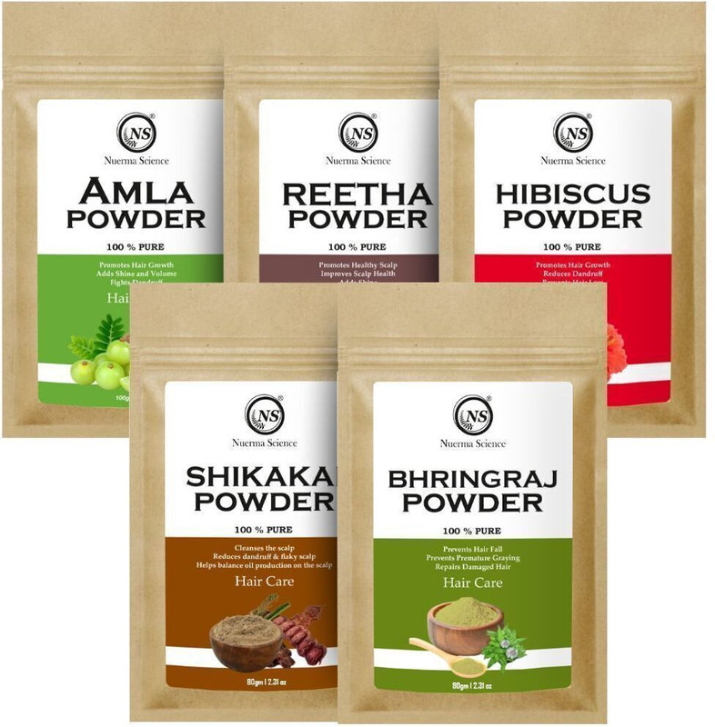 Nuerma Science Amla, Reetha, Shikakai, Bhringraj Powder - Hair Pack Combo Pack(400 g)