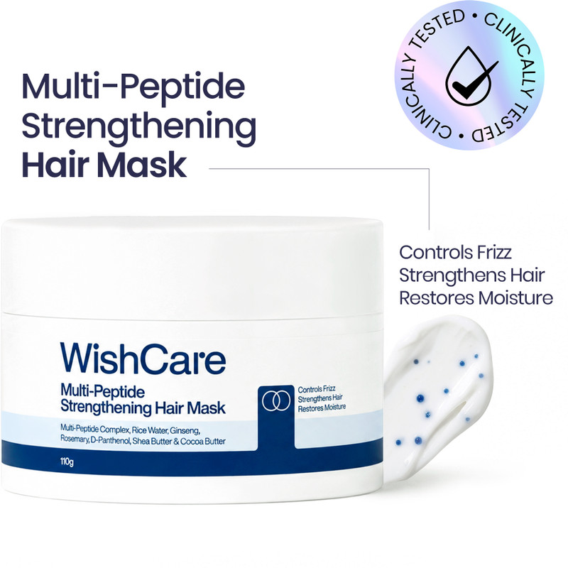 WishCare Multi-Peptide Strengthening Hair Mask | Frizz Control | Rice Water & Rosemary(110 g)