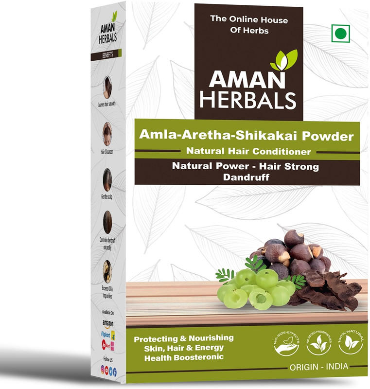 Aman Herbals Amla Reetha Shikakai Mix Powder | Natural Hair Cleanser & Growth Care(200 g)