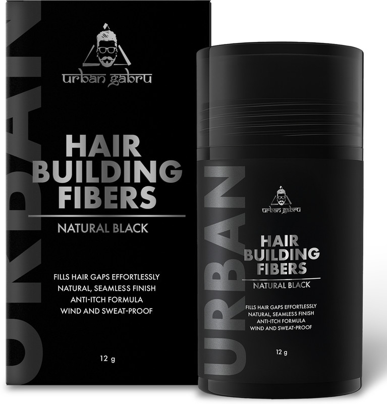 urbangabru Hair Building Fibers – Natural Black – Fills Bald Spots Instantly – Wind & Sweat-Proof – Anti-Itch, Alcohol-Free Keratin Fibers – 12g Strong Hair Volumizer Hair Fiber(12 g)