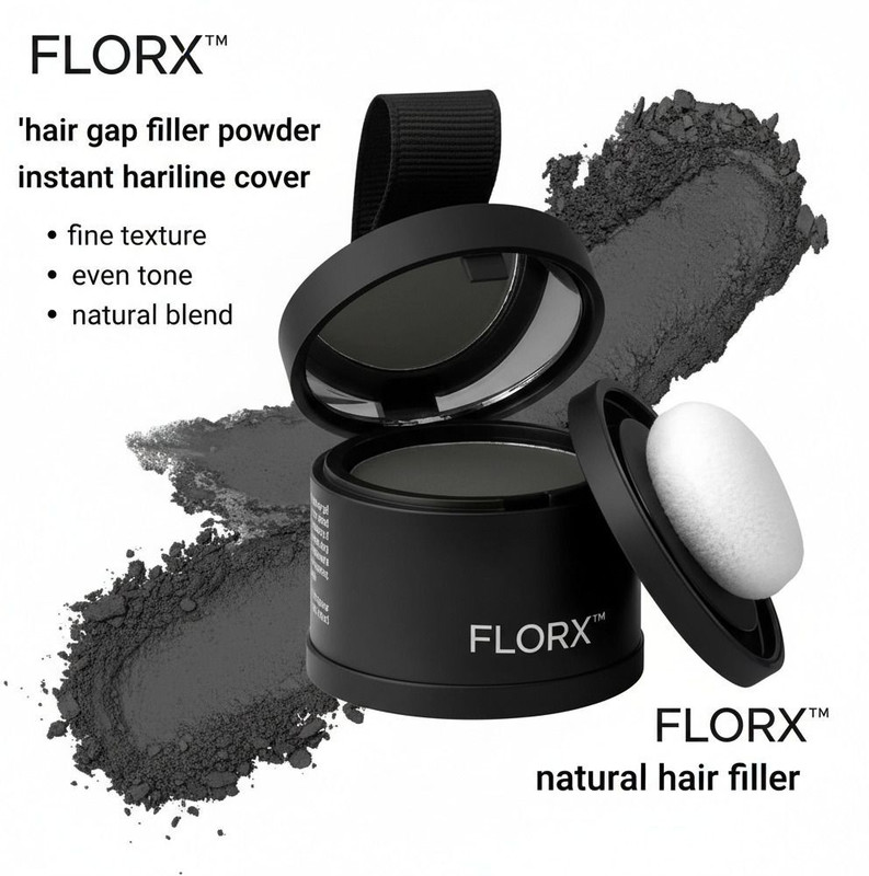 florx Black Hairline Corrector Powder Travel Friendly HL_01 LONG LASTING HOLD Hair Volumizer HAIR LINE POWDER(19 g)