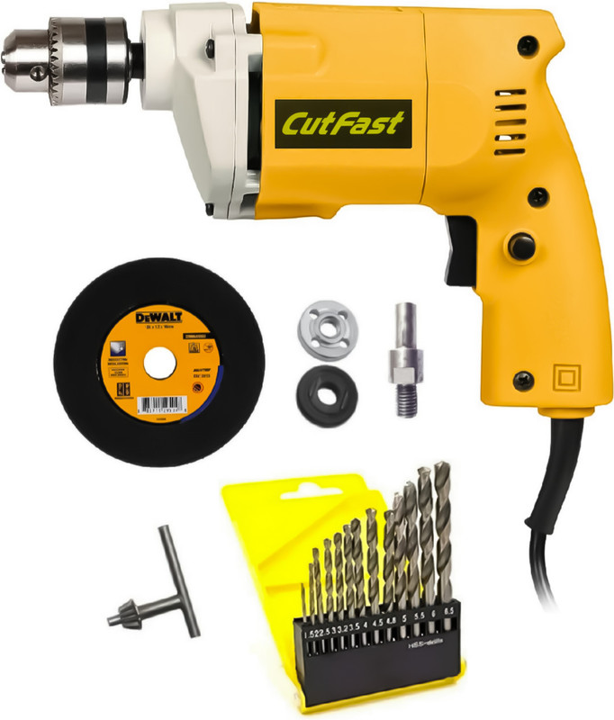 Mamodiaz Cutfast (10mm) Heavy Duty With Iron Cutting & Complete set With 13pcs Drill Bit Set Impact Driver(10 mm Chuck Size, 650 W)