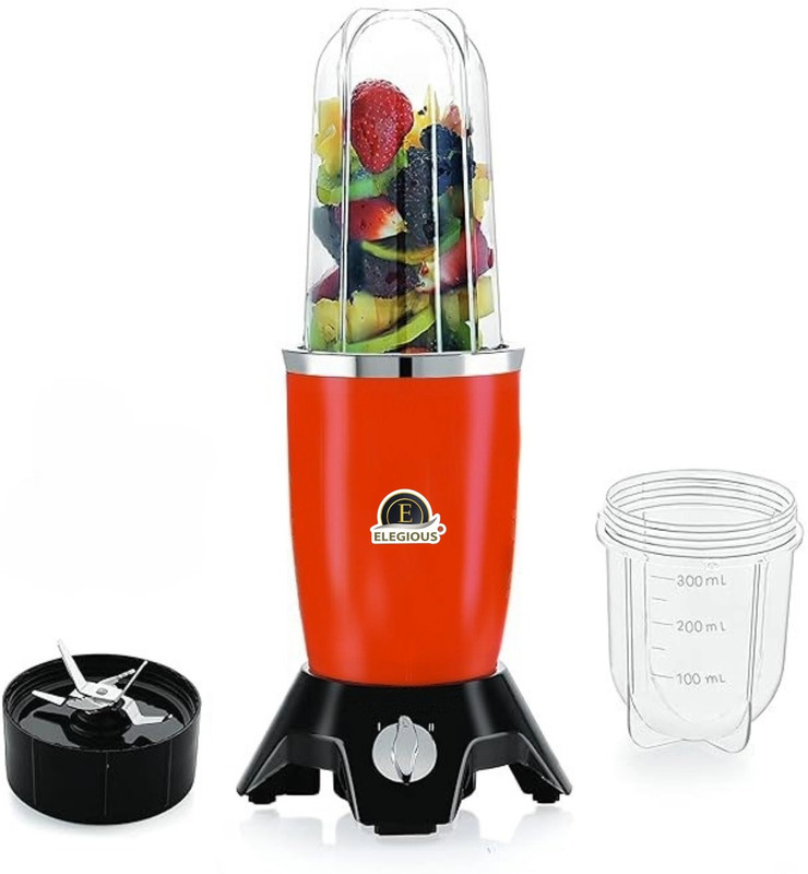 ELEGIOUS 450 W Black+Silver Hand Blender(Nutri-Blend, Mixer-Grinder, Blender, SS Blades, 2 Unbreakable Jars, 450 W)