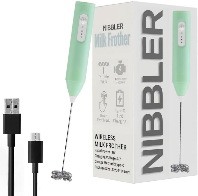COLLAPSIBLE 50 W Turquoise Hand Blender(Milk Frother Handheld USB, Rechargeable Electric Coffee Beater, egg beater)