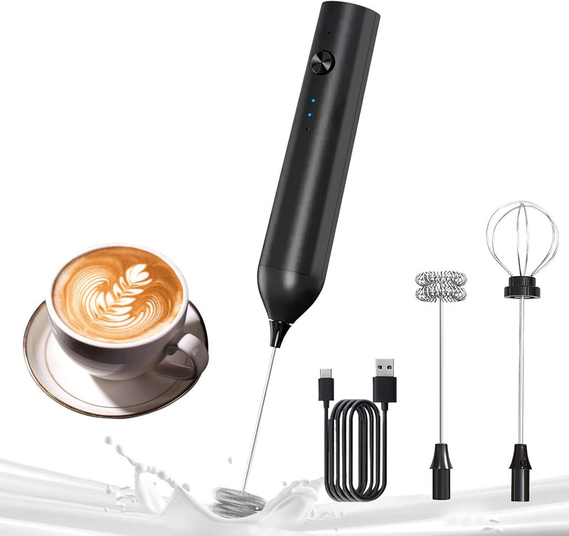 hiyon 50 W Black Electric Whisk(Fast Rechargeable Coffee Mixer with 2 Heads 3 Speeds)