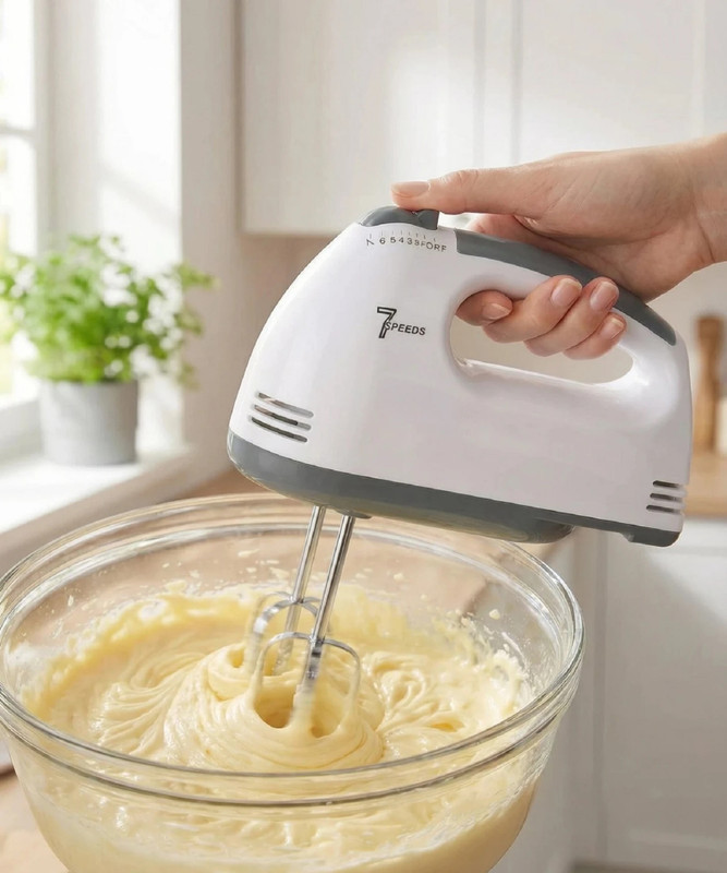 DRMTLGY 260 W White Hand Blender, Electric Whisk, Stand Mixer(Electric Hand Mixer , 7 -Speed, Includes; Beaters, Dough Hooks)