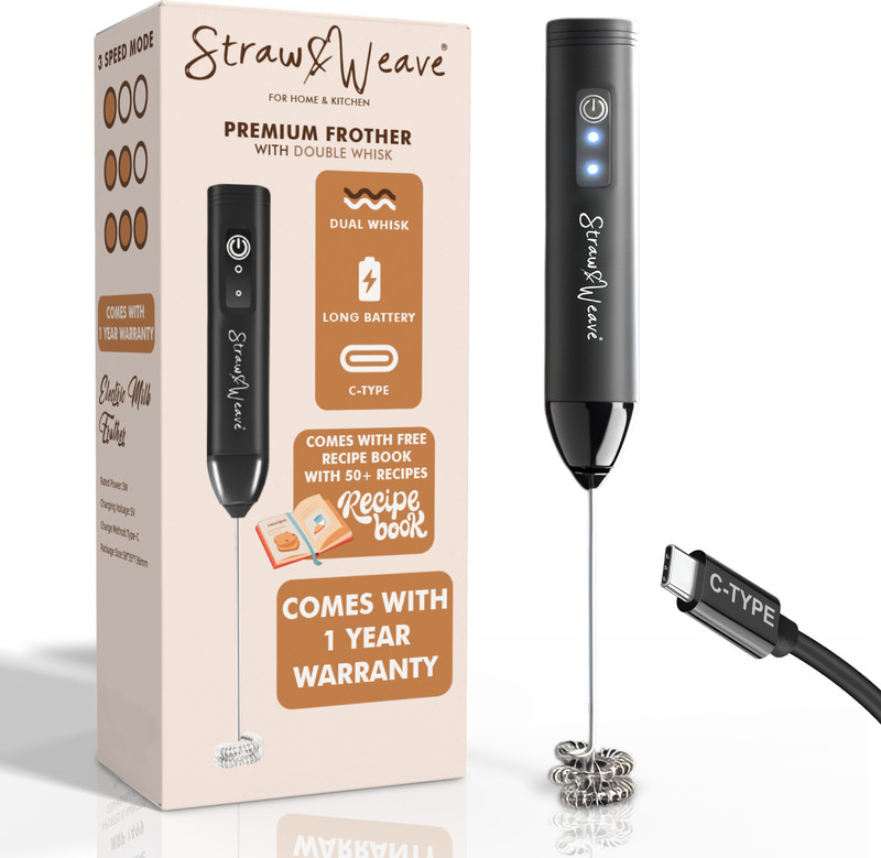 Straw&Weave 50 W Black Hand Blender, Electric Whisk(FR2101)