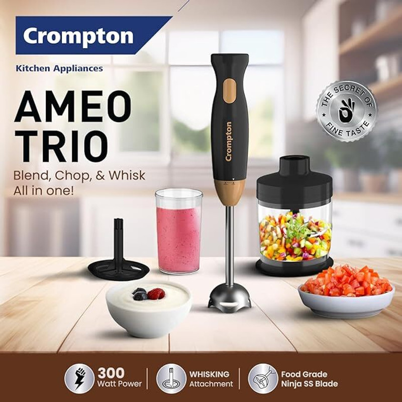 Crompton 300 W BLACK & GOLD Hand Blender(AMEO TRIO)