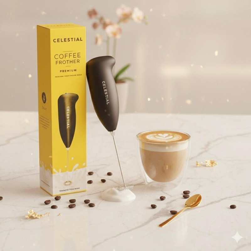 Celestial 50 W Mahroon, Silver Hand Blender(Hand Blender Coffee Bitter and Milk Foamer Mini Frother)