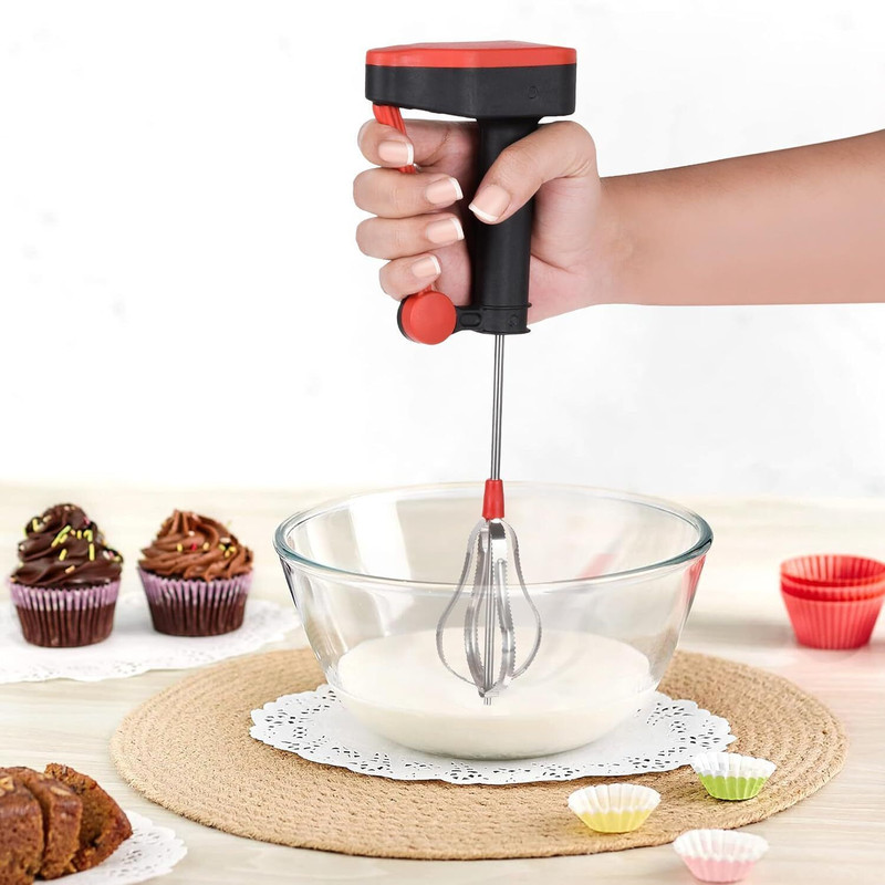 Zenvaa Manual Hand Whisk / Beater – Ergonomic Hand Mixer – Durable Stainless Steel Aluminium, Plastic Spiral Whisk