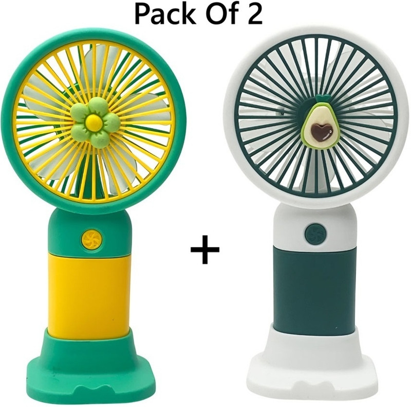 AVSMart 3 Speed Fan Pack of 2 mini hand fan 202 Rechargeable Fan, USB Air Cooler, USB Fan(Multicolor)