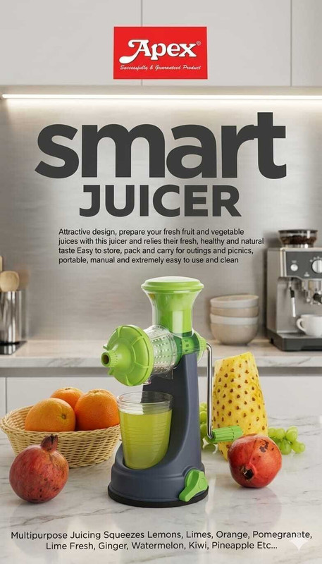 APEX Plastic HAND JUICER Machine Juicer Hand for Vegetables with Steel Handle Vacuum Hand Juicer(Multicolor)