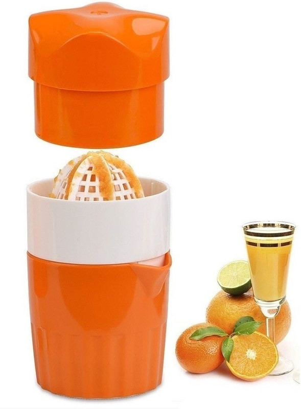 Craftbin Plastic Fruit Juicer, Orange Juicer, Manual Hand Press Juicer for Citrus, Lemon Hand Juicer(Orange, White)