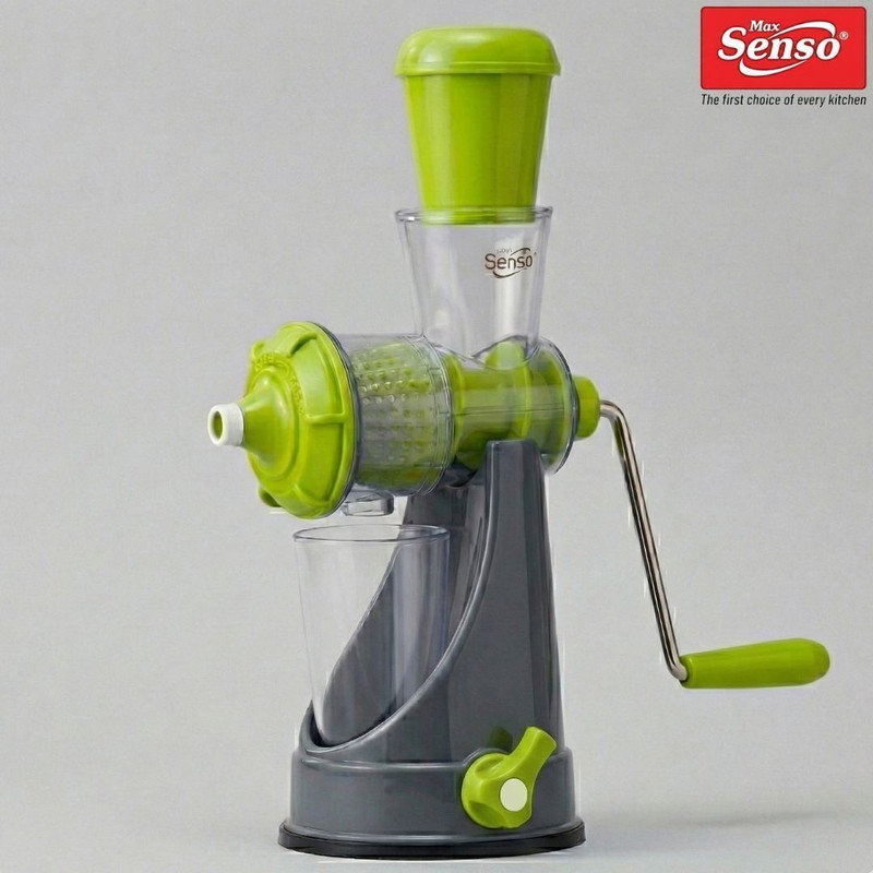 Max Senso Plastic Radiant Fruit & Vegetable Juicer 100% Juice Extraction Juicer With Steel Handle Hand Juicer(Green)