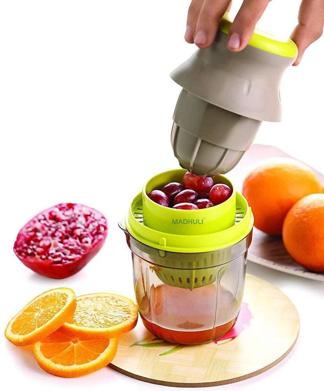 Mahuli Plastic Prokitchen 2 In 1 Hand Juicer, Multi Utility Hand Press Juicer, Manual Hand Juicer For Fruits, Fruit Juicer, Multipurpose Hand juicer for Orange, Watermelon, Lime, Lemon,Pomegranate,Strawberry Hand Juicer(Green, Clear)