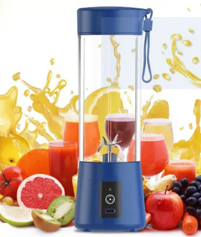 Kitchbuzz Plastic Portable Electric Juicer Bottle with 6 Stainless Steel Blades Hand Juicer(Multicolor)