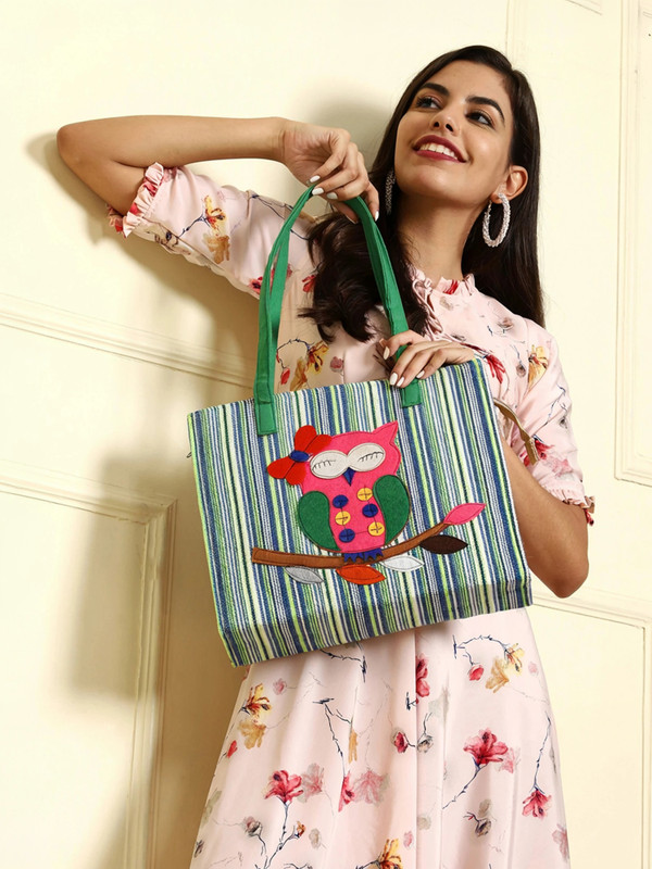 ENSAC Women Pink, Green Shoulder Bag