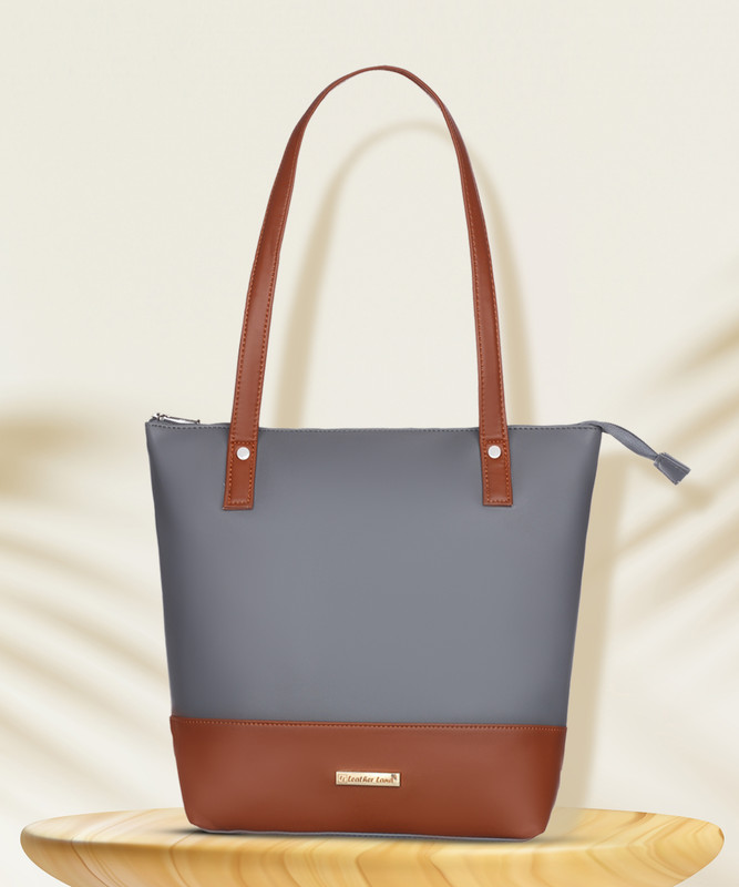 Leather Land Women Grey, Tan Shoulder Bag
