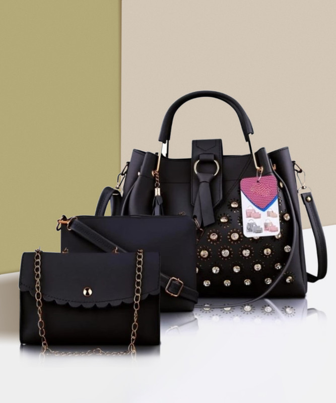 DIXON Women Black, Grey Hand-held Bag(Pack of: 5)